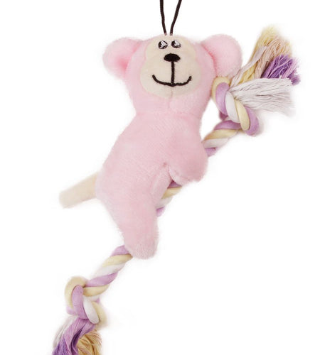 Pet Life ® 'Broom-Lick' Plush and Jute Rope Squeaking Newborn Cat and Dog Toy