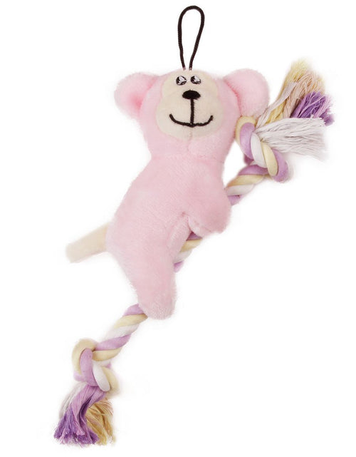 Load image into Gallery viewer, Pet Life ® 'Broom-Lick' Plush and Jute Rope Squeaking Newborn Cat and Dog Toy
