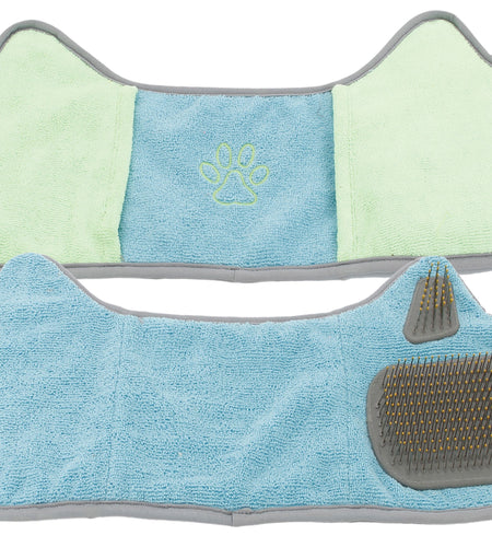 Pet Life ® 'Bryer' 2-in-1 Hand-Inserted Microfiber Pet Grooming Towel and Brush