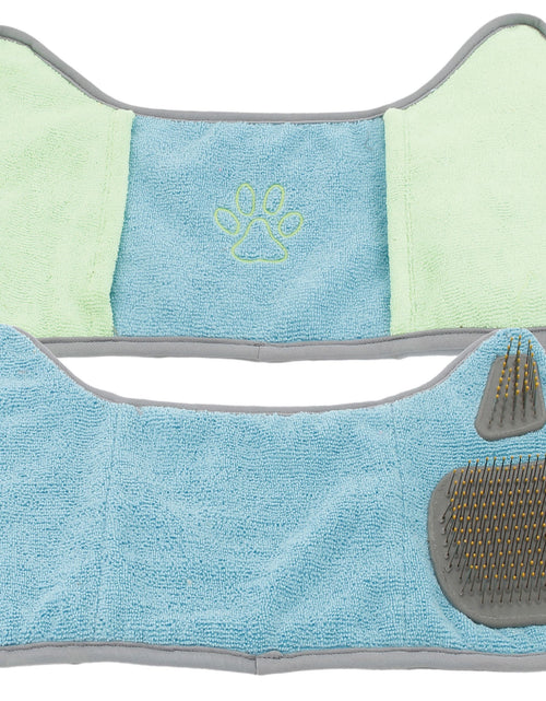 Load image into Gallery viewer, Pet Life ® 'Bryer' 2-in-1 Hand-Inserted Microfiber Pet Grooming Towel and Brush
