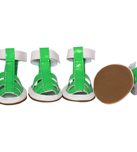 Pet Life ® 'Buckle-Supportive' PVC Waterproof Pet Dog Shoes Sandals - Set Of 4