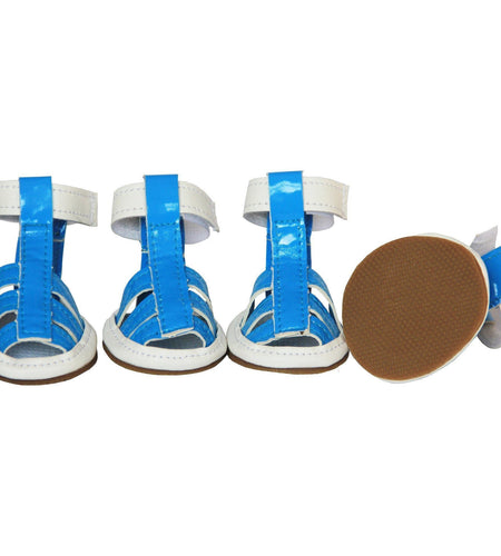 Pet Life ® 'Buckle-Supportive' PVC Waterproof Pet Dog Shoes Sandals - Set Of 4