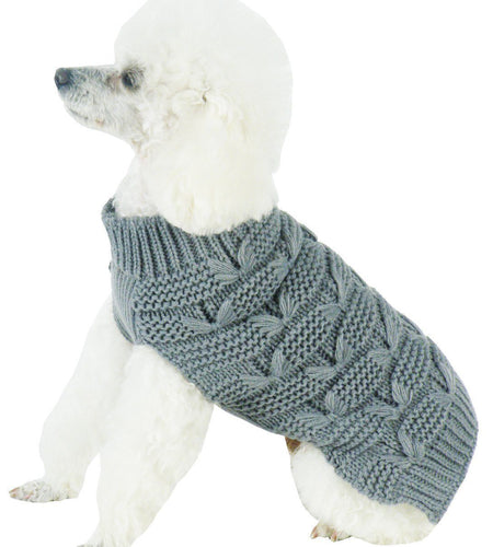Pet Life ® Butterfly Stitched Heavy Cable Knitted Fashion Turtle Neck Dog Sweater
