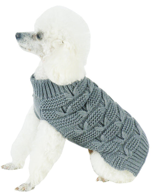 Load image into Gallery viewer, Pet Life ® Butterfly Stitched Heavy Cable Knitted Fashion Turtle Neck Dog Sweater
