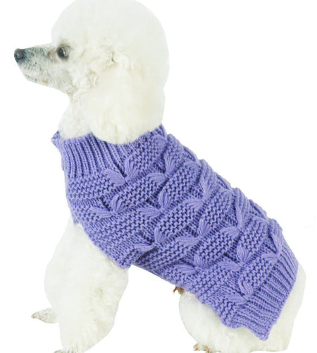 Pet Life ® Butterfly Stitched Heavy Cable Knitted Fashion Turtle Neck Dog Sweater