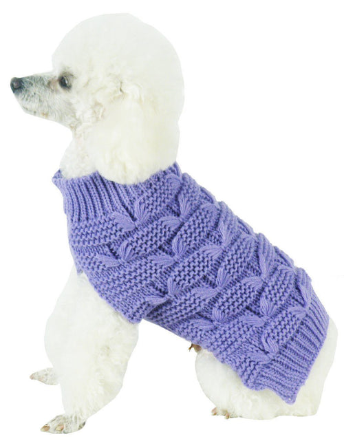 Load image into Gallery viewer, Pet Life ® Butterfly Stitched Heavy Cable Knitted Fashion Turtle Neck Dog Sweater
