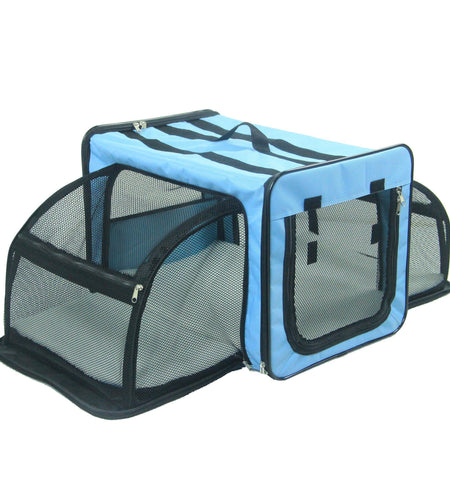 Pet Life ® 'Capacious' Dual-Sided Expandable Spacious Wire Folding Collapsible Lightweight Pet Dog Crate Carrier House