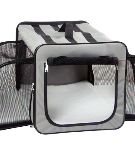 Pet Life ® 'Capacious' Dual-Sided Expandable Spacious Wire Folding Collapsible Lightweight Pet Dog Crate Carrier House