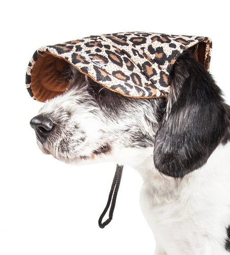 Pet Life ®  'Cheetah Bonita' Cheetah Patterned Uv Protectant Adjustable Fashion Dog Hat Cap