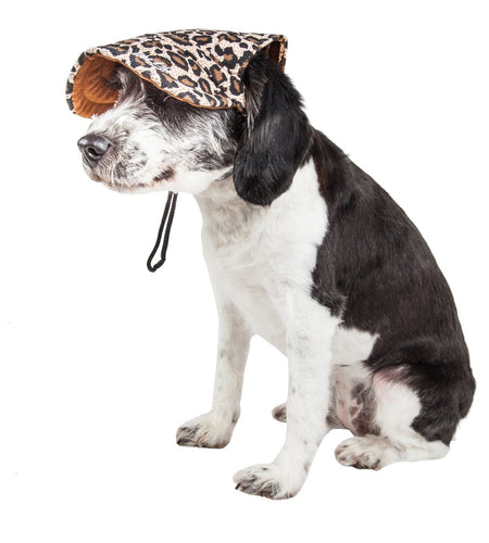 Pet Life ®  'Cheetah Bonita' Cheetah Patterned Uv Protectant Adjustable Fashion Dog Hat Cap