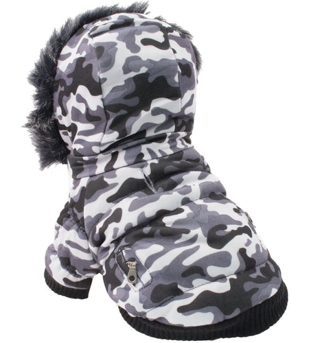 Pet Life ® Classic Metallic Fashion 3M Insulated Dog Coat Parka  w/ Removable Hood
