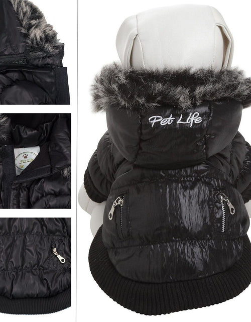 Load image into Gallery viewer, Pet Life ® Classic Metallic Fashion 3M Insulated Dog Coat Parka  w/ Removable Hood
