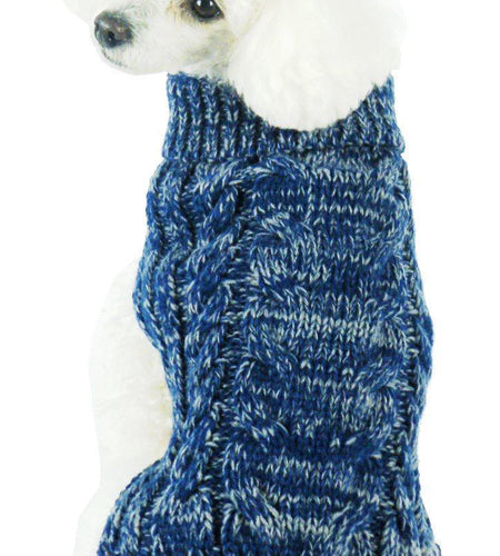 Pet Life ® Classical 'True Blue' Heavy Cable Knitted Ribbed Fashion Dog Sweater