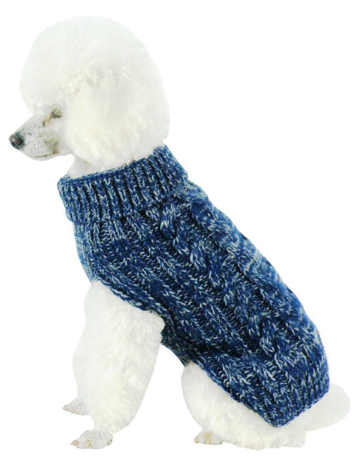 Load image into Gallery viewer, Pet Life ® Classical 'True Blue' Heavy Cable Knitted Ribbed Fashion Dog Sweater
