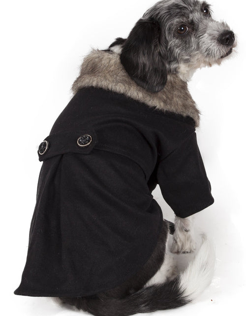 Load image into Gallery viewer, Pet Life ® 'Coast-Guard' Buttoned Fashion Faux-Fur Collared Wool Dog Coat
