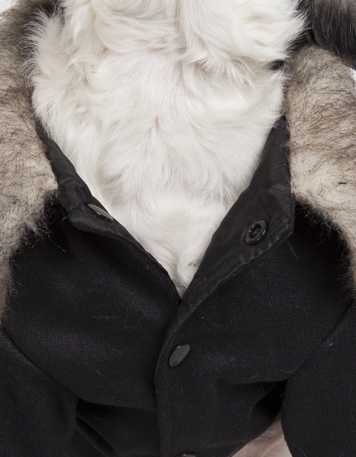 Load image into Gallery viewer, Pet Life ® 'Coast-Guard' Buttoned Fashion Faux-Fur Collared Wool Dog Coat
