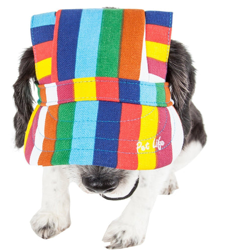 Pet Life ®  'Colorfur' Floral UV Protectant Adjustable Fashion Dog Hat Cap