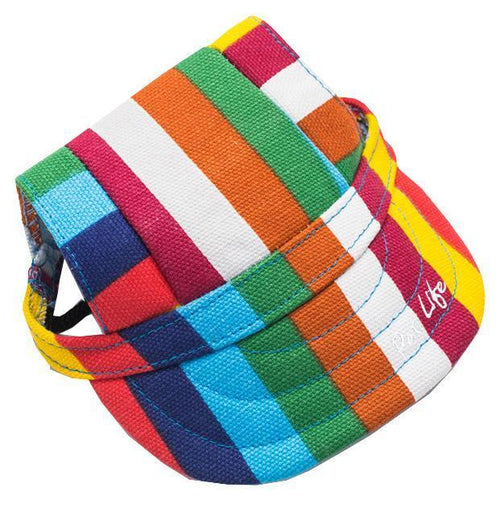 Load image into Gallery viewer, Pet Life ®  'Colorfur' Floral UV Protectant Adjustable Fashion Dog Hat Cap
