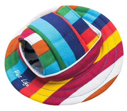 Load image into Gallery viewer, Pet Life ®  'Colorfur' UV Protectant Adjustable Fashion Canopy Brimmed Dog Hat Cap
