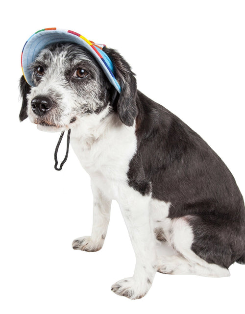 Load image into Gallery viewer, Pet Life ®  'Colorfur' UV Protectant Adjustable Fashion Canopy Brimmed Dog Hat Cap
