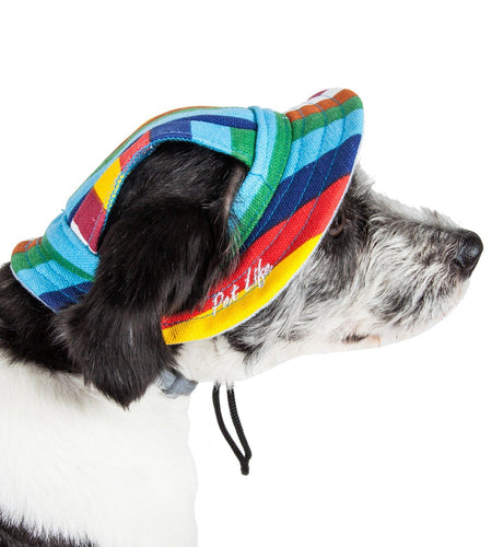 Pet Life ®  'Colorfur' UV Protectant Adjustable Fashion Canopy Brimmed Dog Hat Cap