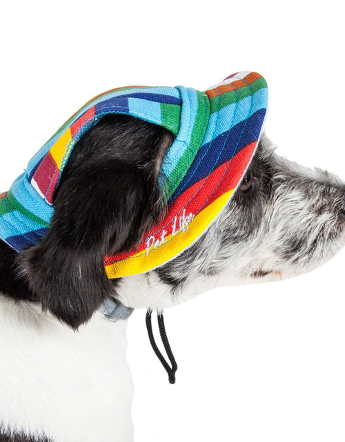 Load image into Gallery viewer, Pet Life ®  'Colorfur' UV Protectant Adjustable Fashion Canopy Brimmed Dog Hat Cap
