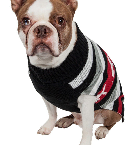 Pet Life ® Dog Patterned Fashion Striped Ribbed Turtle Neck Dog Sweater