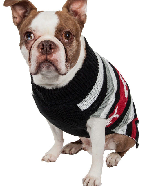 Load image into Gallery viewer, Pet Life ® Dog Patterned Fashion Striped Ribbed Turtle Neck Dog Sweater
