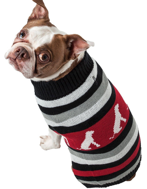 Load image into Gallery viewer, Pet Life ® Dog Patterned Fashion Striped Ribbed Turtle Neck Dog Sweater
