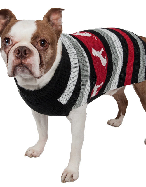 Load image into Gallery viewer, Pet Life ® Dog Patterned Fashion Striped Ribbed Turtle Neck Dog Sweater
