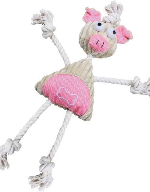 Load image into Gallery viewer, Pet Life ® 'Doll Mannequin' Natural Jute and Rope Squeak Dog Toy

