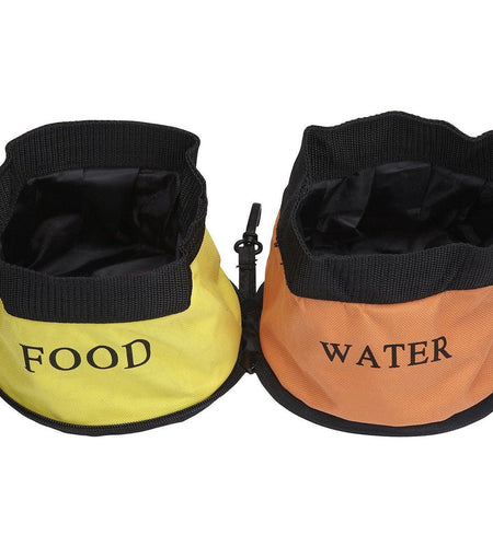 Pet Life ® 'Dual Folding' Food and Water Collapsible Pet Travel Cat and Dog Bowl
