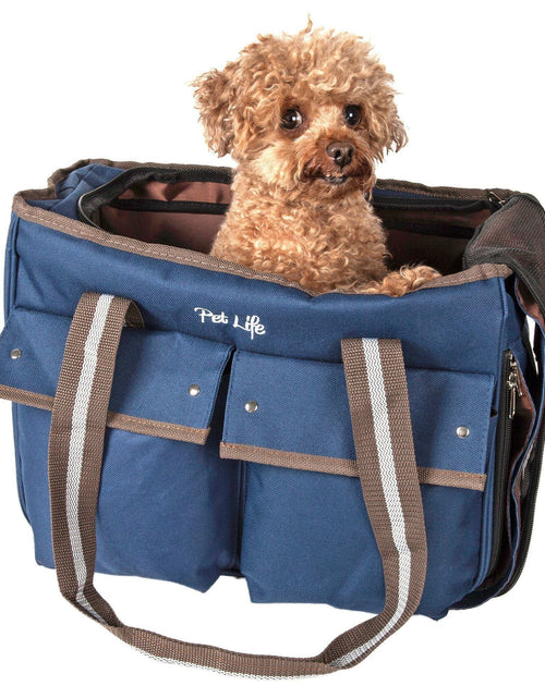 Load image into Gallery viewer, Pet Life ® Dual Snap Pocketed Fashion Designer Canvas Travel Pet Dog Carrier
