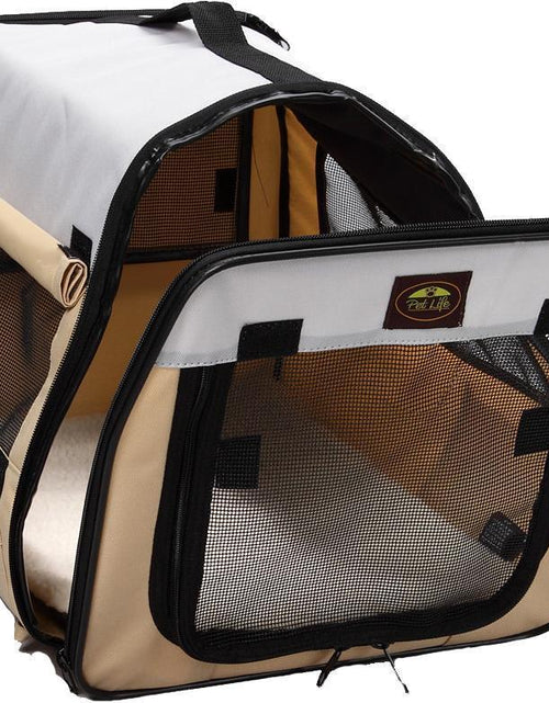 Load image into Gallery viewer, Pet Life ® 'Easy Folding' Zippered Folding Collapsible Wire Framed Lightweight Pet Dog Crate Carrier
