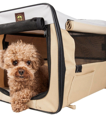 Pet Life ® 'Easy Folding' Zippered Folding Collapsible Wire Framed Lightweight Pet Dog Crate Carrier