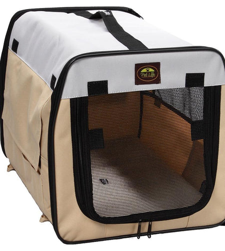 Pet Life ® 'Easy Folding' Zippered Folding Collapsible Wire Framed Lightweight Pet Dog Crate Carrier