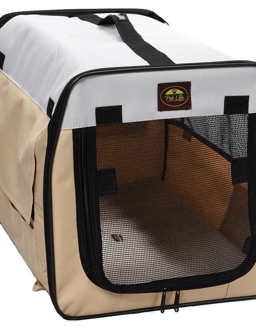 Load image into Gallery viewer, Pet Life ® 'Easy Folding' Zippered Folding Collapsible Wire Framed Lightweight Pet Dog Crate Carrier

