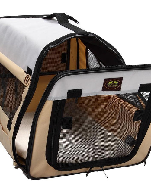 Load image into Gallery viewer, Pet Life ® 'Easy Folding' Zippered Folding Collapsible Wire Framed Lightweight Pet Dog Crate Carrier
