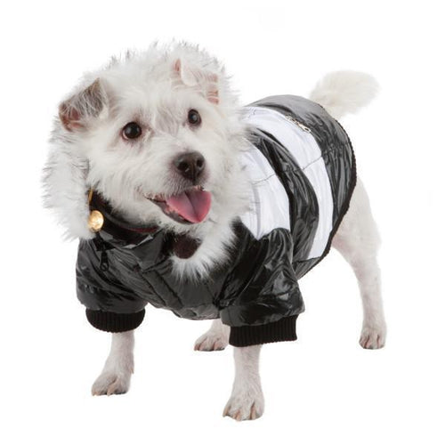Load image into Gallery viewer, Pet Life ® Fashion Striped 3M Insulated Ultra-Plush Pet Dog Parka Coat w/ Removable Hood
