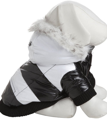 Pet Life ® Fashion Striped 3M Insulated Ultra-Plush Pet Dog Parka Coat w/ Removable Hood