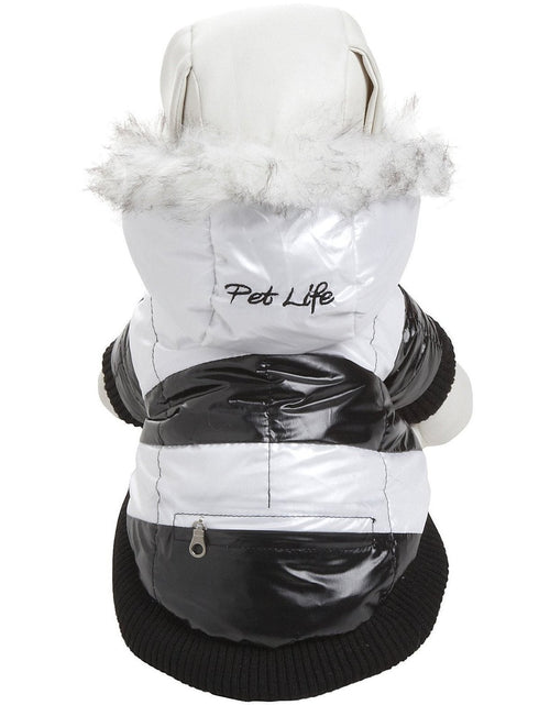 Load image into Gallery viewer, Pet Life ® Fashion Striped 3M Insulated Ultra-Plush Pet Dog Parka Coat w/ Removable Hood
