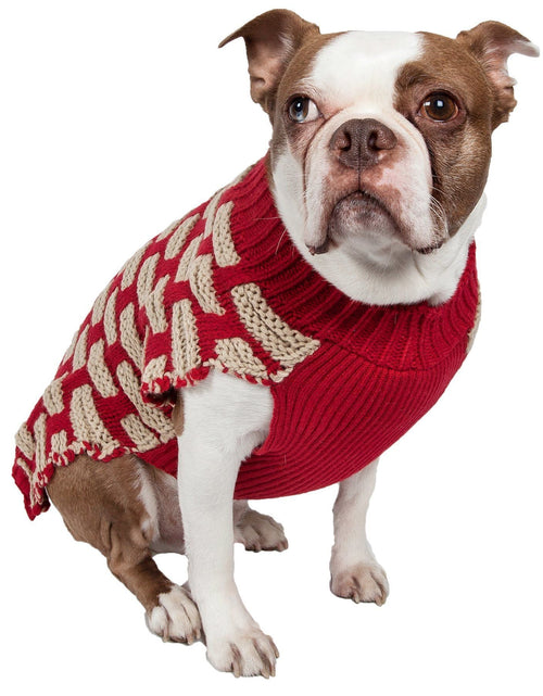 Load image into Gallery viewer, Pet Life ® Fashion Weaved Heavy Knit Designer Ribbed Turtle Neck Dog Sweater
