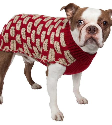 Pet Life ® Fashion Weaved Heavy Knit Designer Ribbed Turtle Neck Dog Sweater
