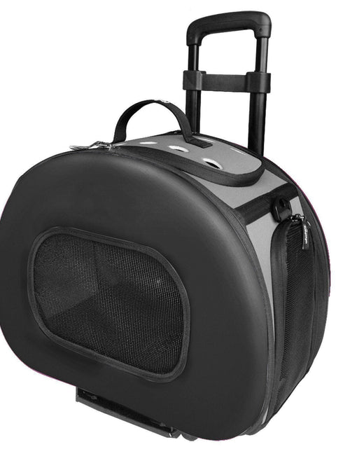 Load image into Gallery viewer, Pet Life ® 'Final Destination' Airline Approved 2-in-1 Tough-Shell Wheeled Collapsible Travel Fashion Pet Dog Carrier Crate
