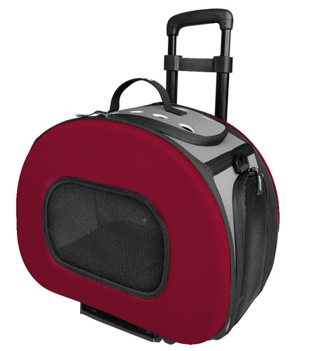 Pet Life ® 'Final Destination' Airline Approved 2-in-1 Tough-Shell Wheeled Collapsible Travel Fashion Pet Dog Carrier Crate