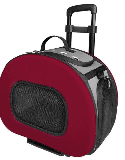 Load image into Gallery viewer, Pet Life ® 'Final Destination' Airline Approved 2-in-1 Tough-Shell Wheeled Collapsible Travel Fashion Pet Dog Carrier Crate
