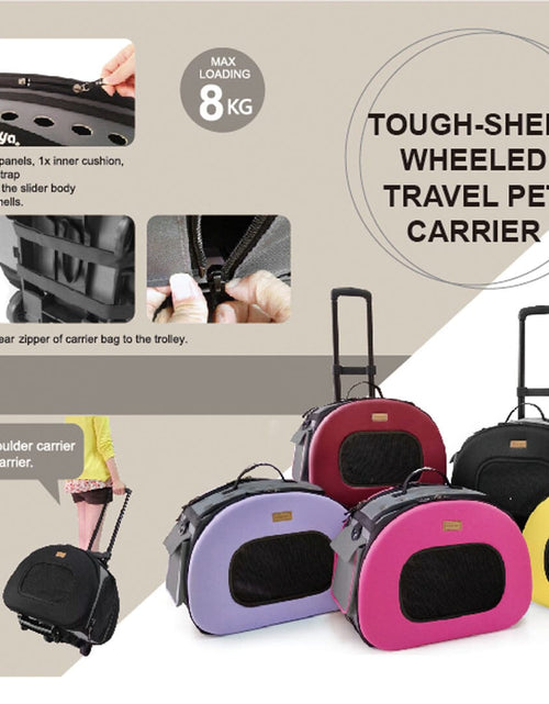Load image into Gallery viewer, Pet Life ® 'Final Destination' Airline Approved 2-in-1 Tough-Shell Wheeled Collapsible Travel Fashion Pet Dog Carrier Crate
