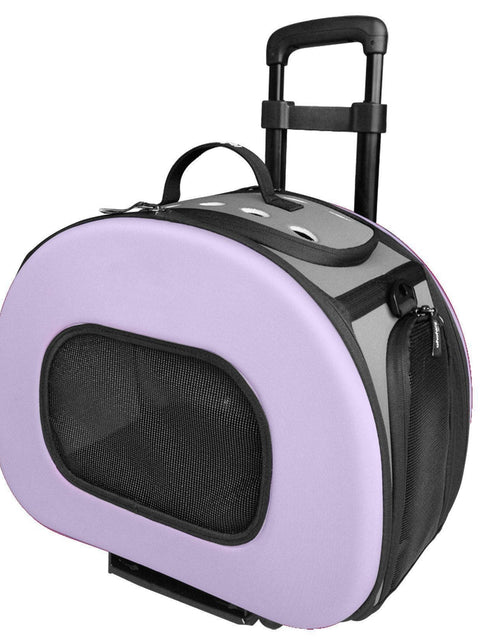 Load image into Gallery viewer, Pet Life ® 'Final Destination' Airline Approved 2-in-1 Tough-Shell Wheeled Collapsible Travel Fashion Pet Dog Carrier Crate
