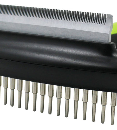 Pet Life ® Flex Series 2-in-1 Dual-Sided Grooming Undercoat Pet Rake and Deshedder