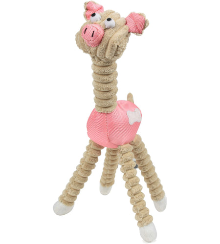 Pet Life ® 'Giraffe Cow' All Natural Recyclable Jute Rope and Squeak Chew Pet Dog Toy